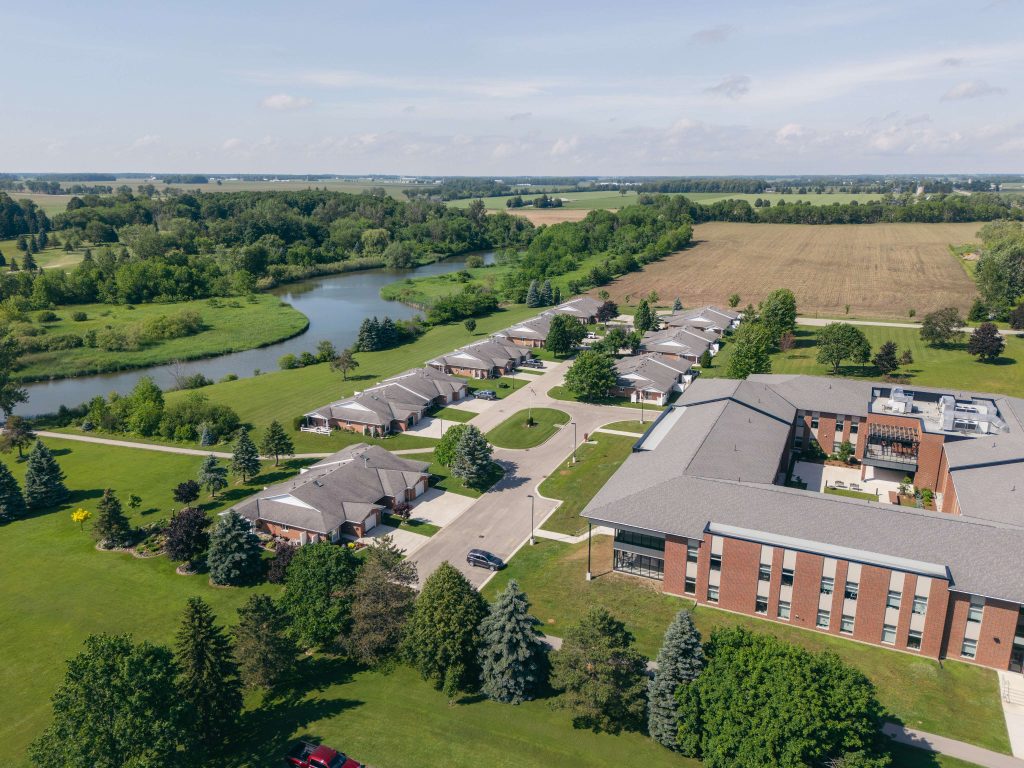 Thames River Place life-lease bungalows from the air